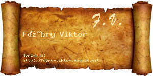 Fábry Viktor névjegykártya